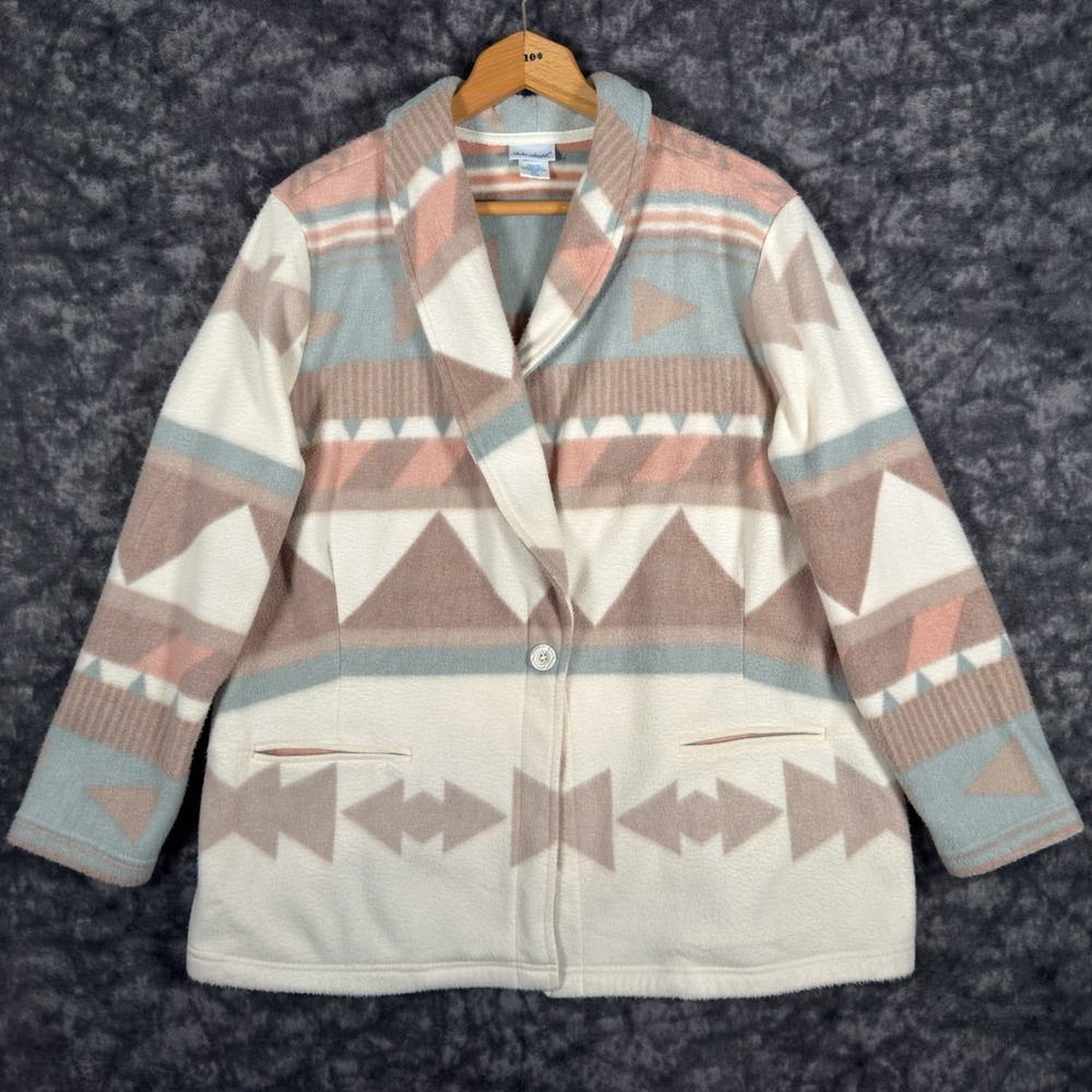 Vicki Wayne Southwestern Aztec Jacket Womens Size PXL Cream Multicolor